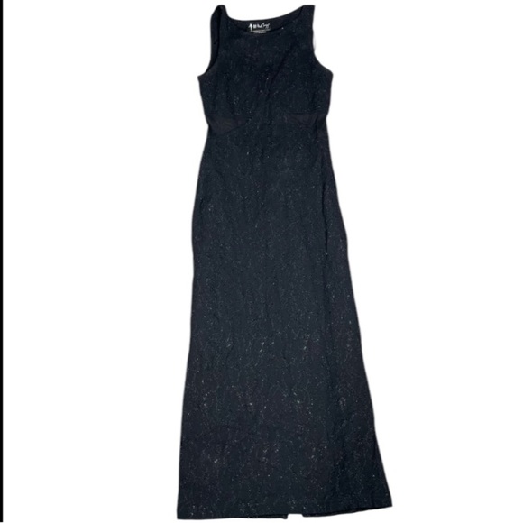 All That Jazz Dress Womens Medium Black Vintage Y2K Whimsigoth Sparkle Mesh Maxi - Picture 7 of 9